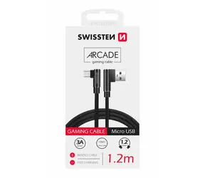 SWISSTEN ARCADE Textilní datový kabel USB - MICRO USB 1.2m černá
