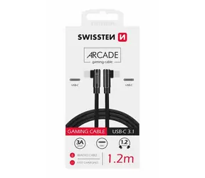 SWISSTEN ARCADE Textilní datový kabel USB-C - USB-C 1.2m černá