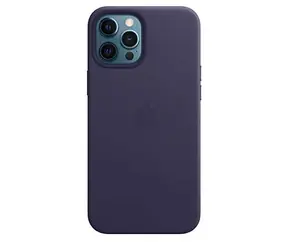 Apple kožený kryt s MagSafe pro iPhone 12 Pro Max tmavě fialová