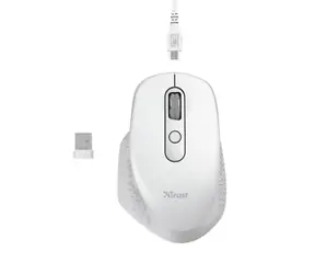 Trust Ozaa Rechargeable Wireless Mouse bílá / Bezdrátová optická myš / 2400DPI / 2.4 GHz / USB 
