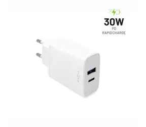 FIXED Síťová nabíječka 30W s USB-C a USB výstupem bílá / podpora PD