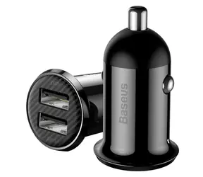 Baseus CCALLP-01 Grain Pro Dual USB nabíječka do auta černá / 5V / 2.4A / 2x USB-A / do autozapalovače