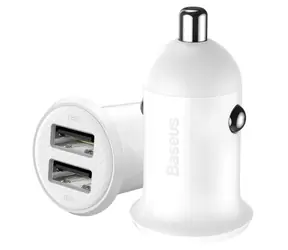 Baseus CCALLP-02 Grain Pro Dual USB nabíječka do auta bílá / 5V / 2.4A / 2x USB-A / do autozapalovače