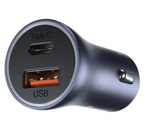 Baseus TZCCJD-0G Golden Contactor Dual USB nabíječka do auta šedá / 40W / 1x USB-A + 1x USB-C / 3A