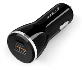Aligator USB nabíječka do auta černá bílá / USB-C / USB-A / 20W / Power delivery 