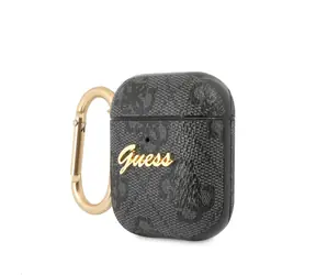 GUESS 4G Script PC&PU Pouzdro pro Apple Airpods 1 & 2 šedá
