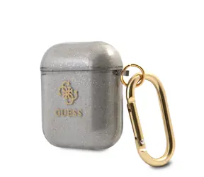 GUESS 4G TPU Glitter Pouzdro pro Apple Airpods 1 & 2 černá