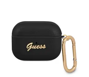 GUESS Saffiano PC&PU Metal Logo Pouzdro pro Apple Airpods Pro černá