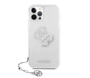 GUESS TPU Big 4G Logo Silver Zadní Kryt pro Apple iPhone 12 Pro Max transparentní