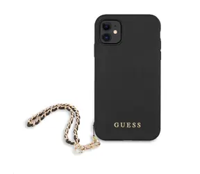 GUESS PU Saffiano Gold Chain Zadní Kryt pro Apple iPhone 11 černá