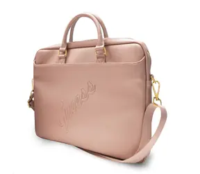 GUESS PU Saffiano Vintage Script Computer Bag 15-16" růžová