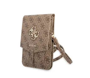 GUESS PU 4G Metal Logo Phone Bag hnědá