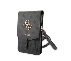 GUESS PU 4G Metal Logo Phone Bag šedá