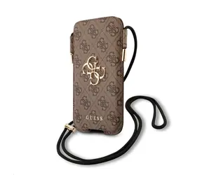 GUESS PU 4G Pouch Script Logo L hnědá