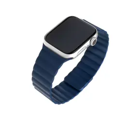 FIXED Magnetic Strap Silikonový řemínek s magnetickým zapínáním pro Apple Watch 42 & 44 mm modrá