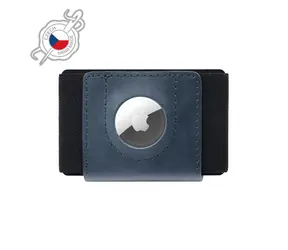 FIXED Tiny Wallet for AirTag Kožená peněženka z pravé hovězí kůže modrá
