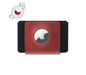 FIXED Tiny Wallet for AirTag Kožená peněženka z pravé hovězí kůže červená