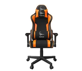 Gembird SCORPION 04 herní židle oranžová / nosnost 136kg / sklopné až do úhlu 160° / 2D / kůže + síťovina