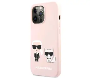 Karl Lagerfeld and Choupette Liquid Silicone Zadní Kryt pro Apple iPhone 13 Pro růžová