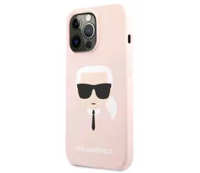 Karl Lagerfeld Liquid Silicone Karl Head Zadní Kryt pro Apple iPhone 13 Pro světle-růžová
