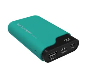 RealPower PB-7500C zelená / Powerbanka 7500 mAh / USB & USB-C / 5V / 2.1A