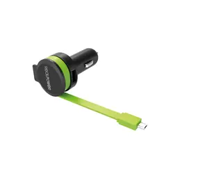 RealPower 257635 M USB nabíječka s kabelem do auta černá / 2x USB/ 2400 mA
