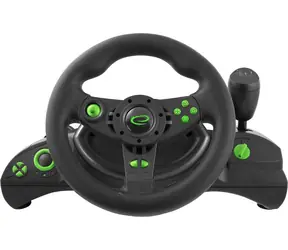 Esperanza EGW102 Nitro volant s pedály černo-zelená / vibrační technologie / 270  ° otáčení / PC & PS3