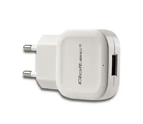 Qoltec 50193 AC adapter 12W | 5V | 2.4A | USB | bílá