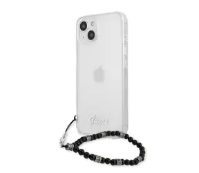 GUESS PC Script and Black Pearls Zadní Kryt pro Apple iPhone 13 transparentní