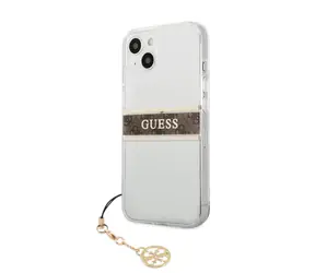 GUESS PC & TPU 4G Brown Stripe Zadní Kryt pro Apple iPhone 13 mini transparentní