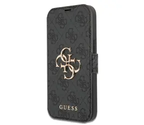 GUESS PU 4G Metal Logo Book Pouzdro pro Apple iPhone 13 Pro šedá
