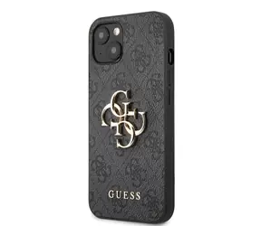 GUESS PU 4G Metal Logo Zadní Kryt pro Apple iPhone 13 šedá