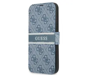 GUESS PU 4G Printed Stripe Book Pouzdro pro Apple iPhone 13 Mini modrá