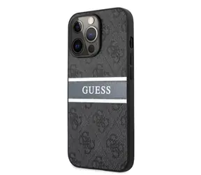GUESS PU 4G Printed Stripe Zadní Kryt pro Apple iPhone 13 Pro šedá
