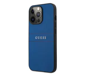 GUESS PU Leather Saffiano Zadní Kryt pro Apple iPhone 13 Pro Max modrá