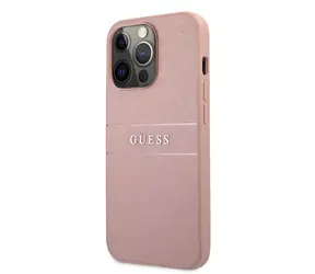 GUESS PU Leather Saffiano Zadní Kryt pro Apple iPhone 13 Pro Max růžová