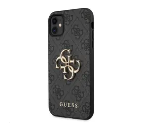 GUESS PU 4G Metal Logo Zadní Kryt pro Apple iPhone 11 šedá