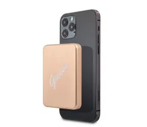 GUESS Vintage Magnetic Powerbank 3000mAh zlatá / bezdrátového nabíjení 5W / USB-C