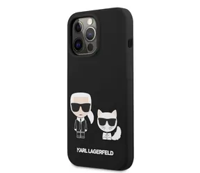 Karl Lagerfeld and Choupette Liquid Silicone Zadní Kryt pro Apple iPhone 13 Pro černá