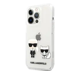 Karl Lagerfeld PC & TPU Ikonik Karl and Choupette Zadní Kryt pro Apple iPhone 13 Pro Max transparentní