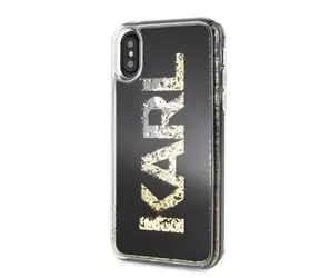 Karl Lagerfeld PC & TPU Liquid Glitter Mirror Kryt pro Apple iPhone X & XS černá