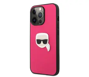 Karl Lagerfeld PU Leather Karl Head Zadní Kryt pro Apple iPhone 13 Pro růžová