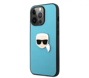 Karl Lagerfeld PU Leather Karl Head Zadní Kryt pro Apple iPhone 13 Pro Max modrá