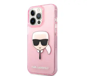 Karl Lagerfeld TPU Full Glitter Karl Head Kryt pro Apple iPhone 13 Pro Max růžová