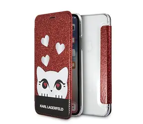 Karl Lagerfeld Valentines Choupette Book Pouzdro pro Apple iPhone X červená