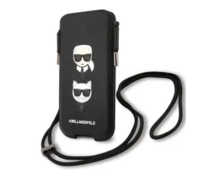 Karl Lagerfeld and Choupette Head Saffiano PU Pouch S & M černá