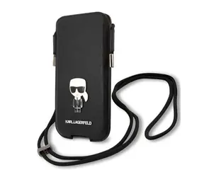 Karl Lagerfeld Saffiano Metal Logo PU Pouch L černá