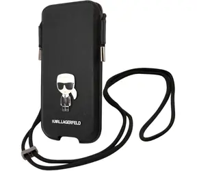 Karl Lagerfeld Saffiano Metal Logo PU Pouch S & M černá