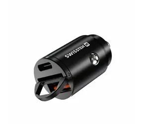 SWISSTEN CL USB adaptér do auta NANO 30W černá / 1x USB-C / 1x USB-A / 30 W / PD / SPC