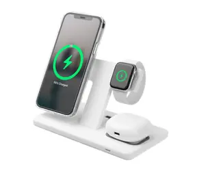 FIXED MagPowerstation Stojánek s bezdrátovým nabíjením Magsafe pro 3 zařízení bílá